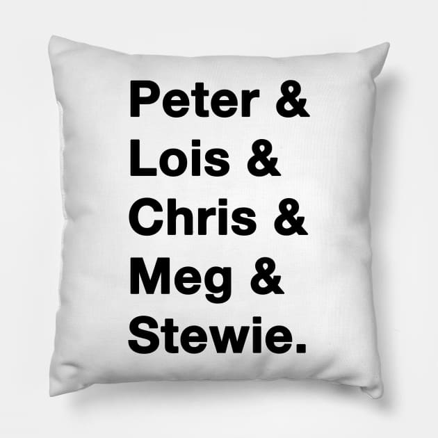 Family Guy Names Throw Pillow Official Family Guy Merch