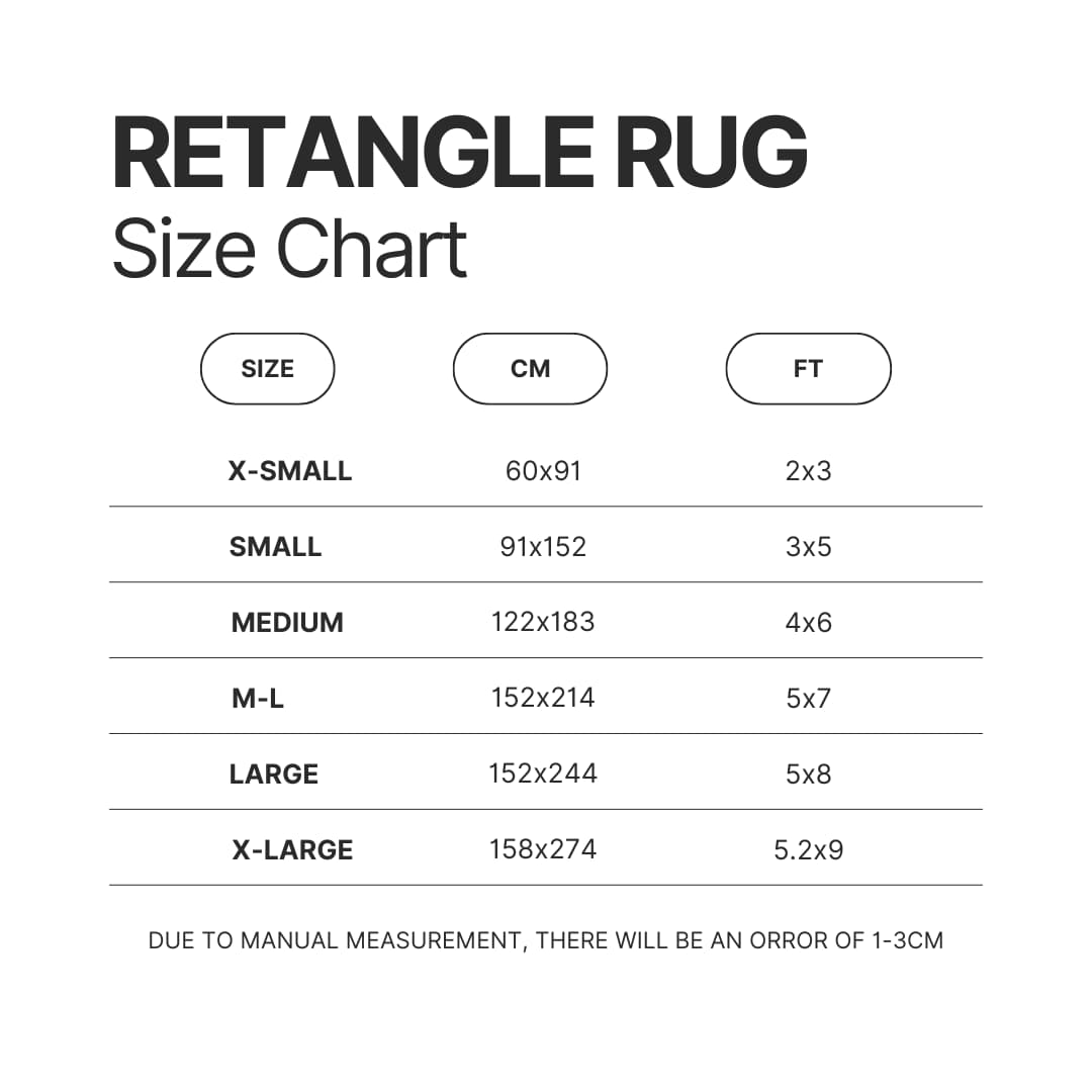 Retangle Rug Size Chart - Family Guy Shop