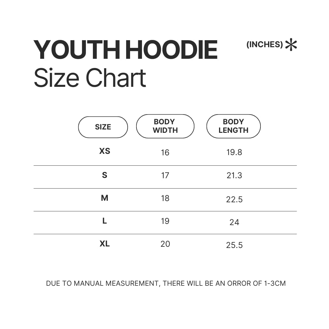 Youth Hoodie Size Chart - Family Guy Shop
